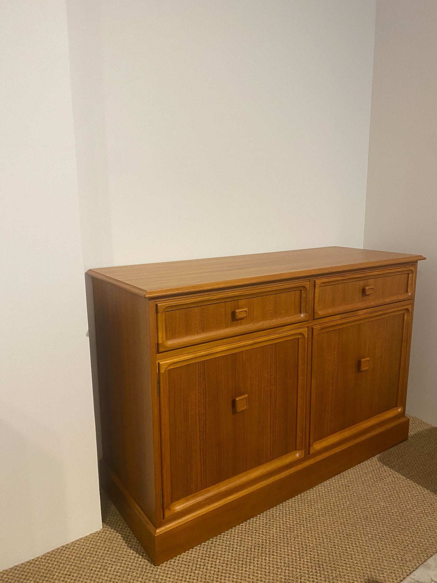 Authentic Parker Model 20 buffet restored with refined teak finish and minimalist design.