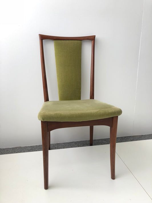 Parker dining chair, model 60, with restored timber frame and green premium fabric. Available online or in Willoughby at Parker furniture showroom.