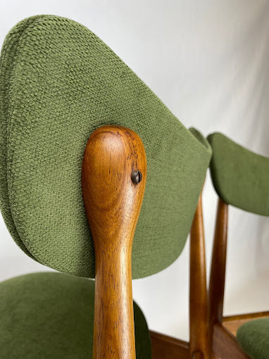 Parker 108 Dining chair, green upholstery fabric. Available for sale