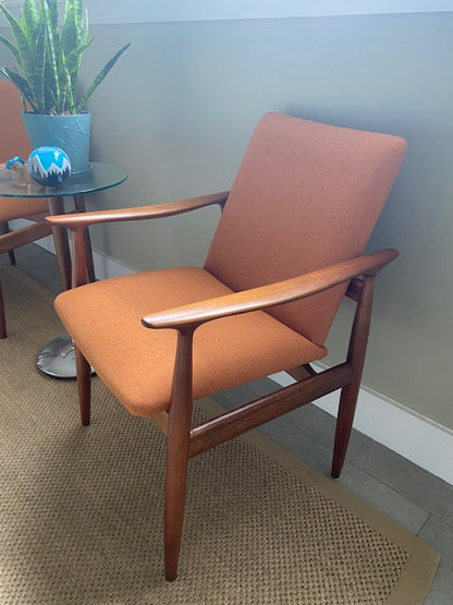 Side view of a Parker carver chair, model 119, reupholstered in Premium leather. Available for Sale. Covesmore