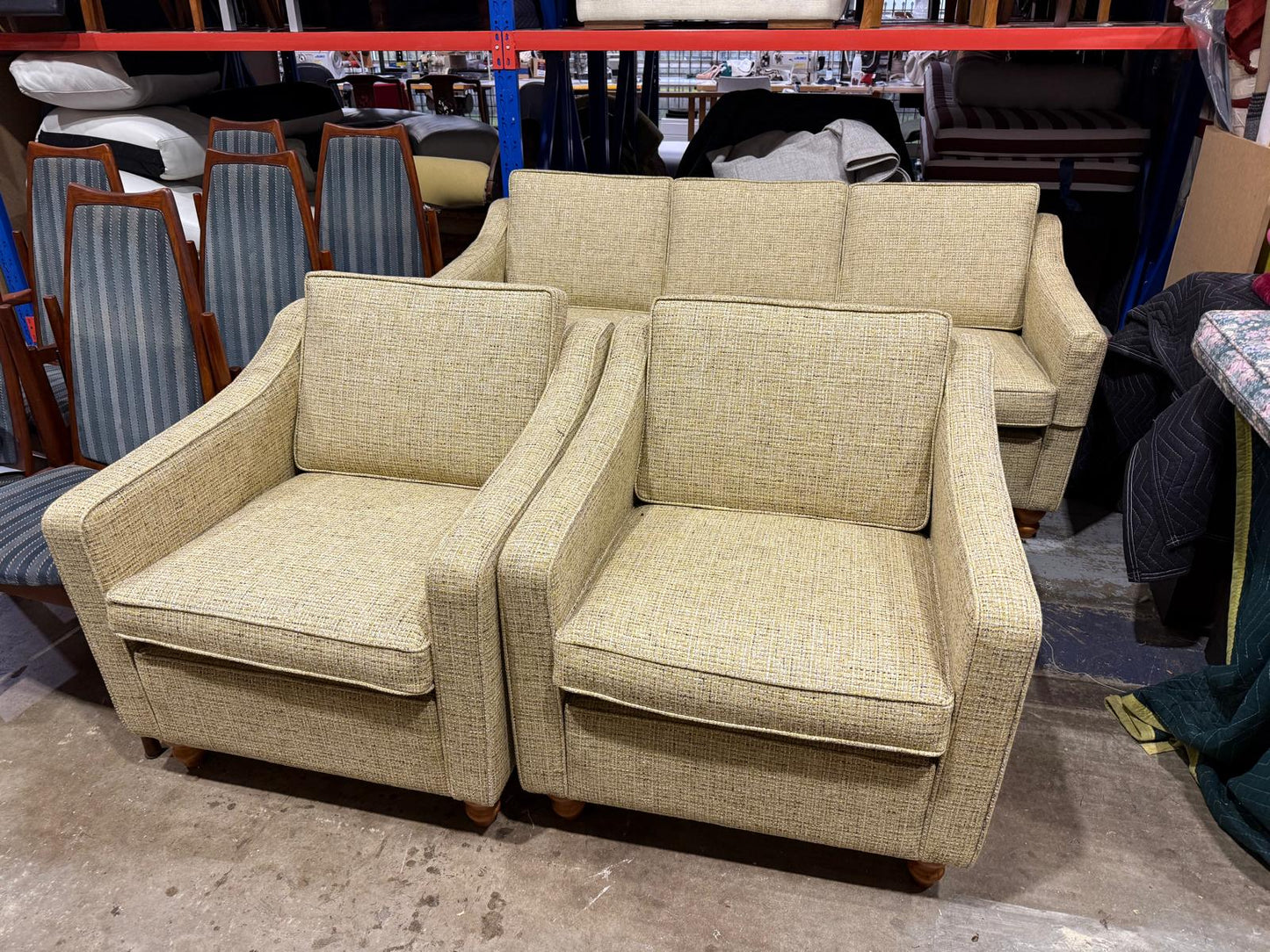 Parker armchairs reupholstered in premium fabric. Available for sale in Sydney. Reupholstery by the Ex Parker People™