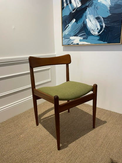Front view of a Parker dining chair by Parker Furniture Sydney, Model 105, refurbishment by Covesmore Solutions.