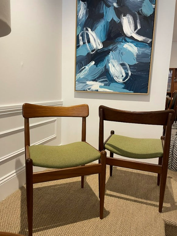 View of two Parker Dining Chairs, Model 105. Complete Refurbishment by Covesmore.