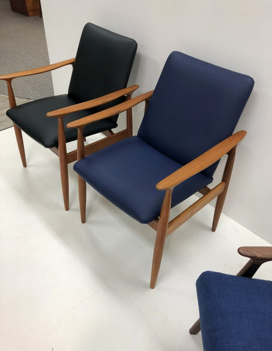 Couple of carver chairs by Parker Furniture. Restored in Premium Leather. Available for Sale online or at Willoughby Parker furniture showroom.
