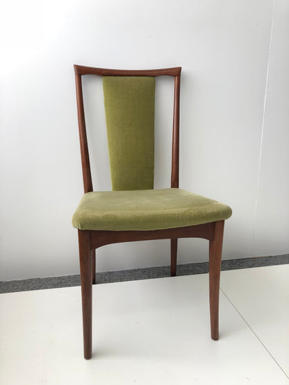 Parker dining chair, model 60, with restored timber frame and green premium fabric. Available online or in Willoughby at Parker furniture showroom.