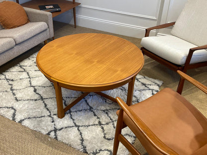 Round Teak Parker furniture coffee table. This table is available for Sale in Sydney Showroom.