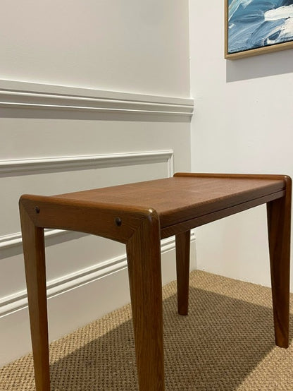 Wooden mic century coffee table against a white wall. Available for sale in Willoughby or Online. Refurbishment by the Ex Parker People™.