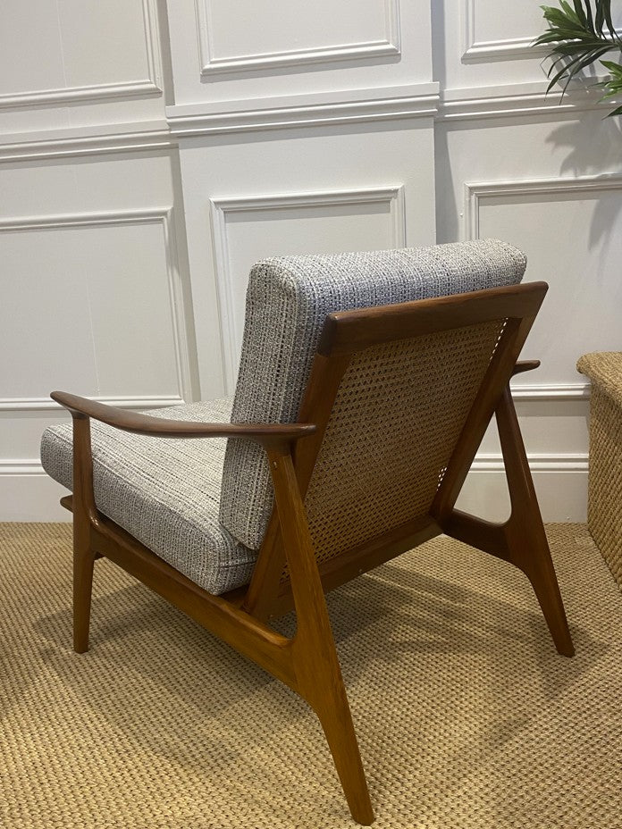 Parker 155 armchair restored by Covesmore Solutions with refinished timber and premium upholstery.