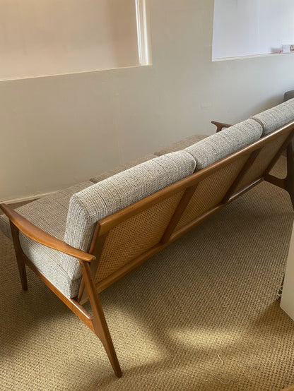 Australian mid-century Parker 158 lounge professionally upholstered with authentic teak detailing.